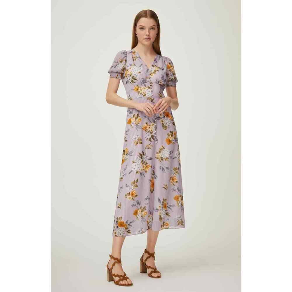 Chelsea28 Women's V-Neck Floral Midi Dress Purple Size XXL $180